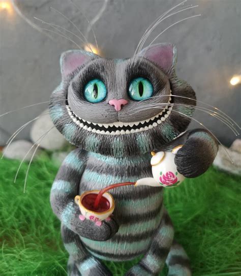 Cheshire Cat Figurine Alice In Wonderland Doll Tim Burton Etsy