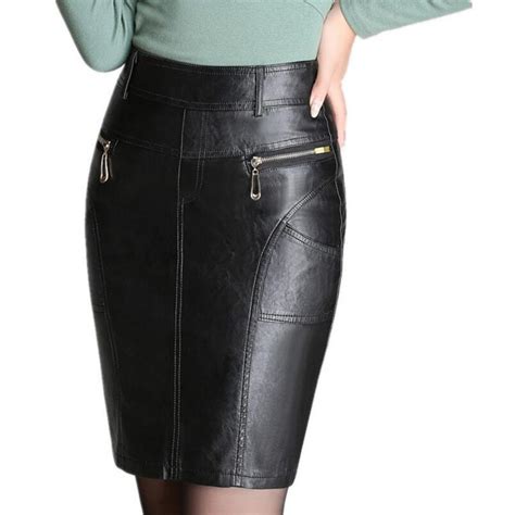 Autumn And Winter Fashion Zipper Womens Leather Skirt Slim High Waist Sexy Pu Pencil Skirt