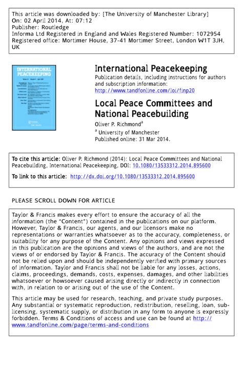 pdf a crucial link local peace committees and national peacebuilding