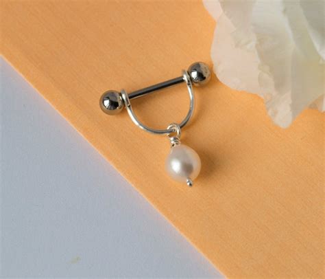 14g Riwer Pearl Nipple Shield Nipple Piercing Clit Jewellery Etsy