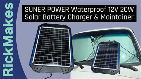 Suner Power Waterproof 12v 20w Solar Battery Charger And Maintainer Youtube