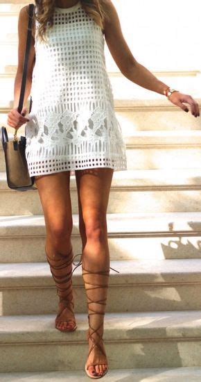 White Eyelet Dress With Roman Sandals Fashion Chic