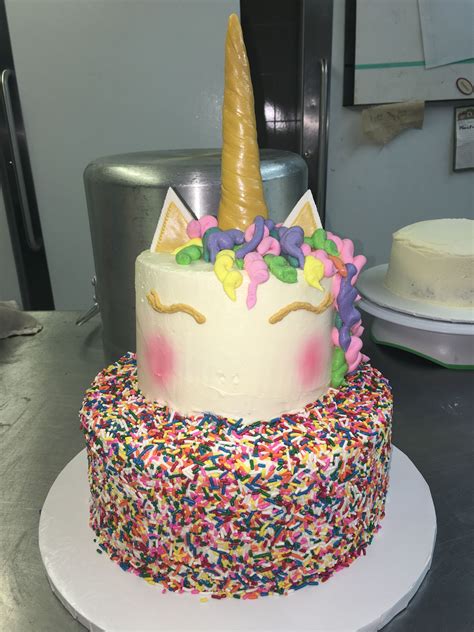 Refrigerate until ready to serve. Unicorn theme Birthday cake, round cake, two tier cake ...