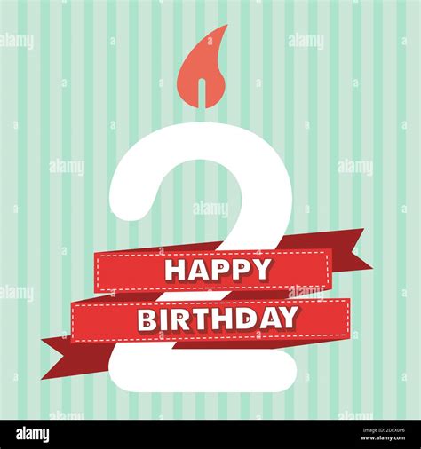 2 Years Old Vintage Happy Birthday In Vector Flat Design Stock Vector