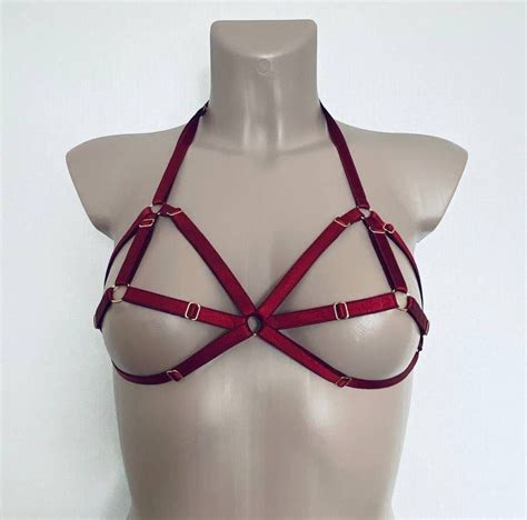 Red Harness Bra Cage Bra Harness Lingerie More Colors Etsy