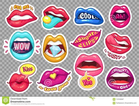 sticker lips provocative girl mouths cartoon sensual stickers girls fashion patches