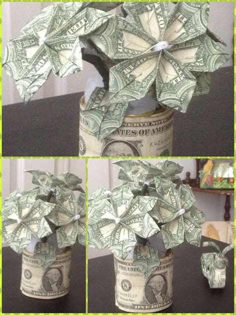 The name 'origami' has stemmed from the japanese words 'oru', meaning folding and 'kami', meaning paper. Flowers made of dollar bills | Creative money gifts, Money ...