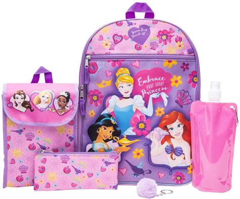 Disneys Princess Backpack Combo Set Girls 6 Piece Backpack Set Pink