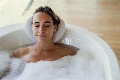 Babe Woman Relaxing In Bathtub Stock Photo Dissolve