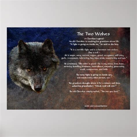 The Two Wolves Cherokee Tale Art Poster Zazzle