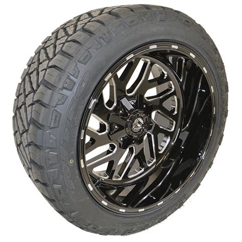 22x12 Fuel Triton D581 Gloss Black Milled Wheels 33x1250r22 Nitto