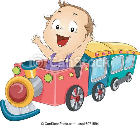 Eps Vectors Of Baby Boy Train Illustration Of A Baby Boy Riding A Toy