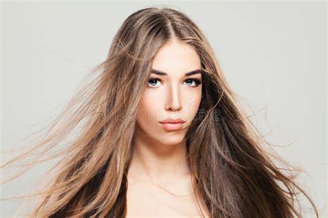 Perfect Model Woman With Blowing Hair Stock Photo Image Of Sensuality