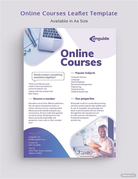 Online Courses Leaflet Template In Illustrator Word Publisher Psd