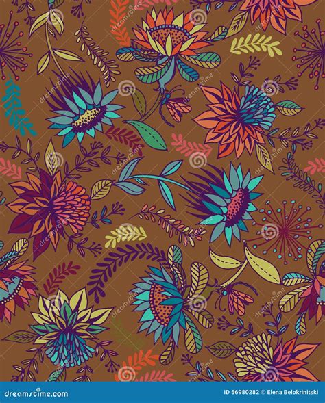 Seamless Floral Folk Pattern Stock Illustration Illustration Of