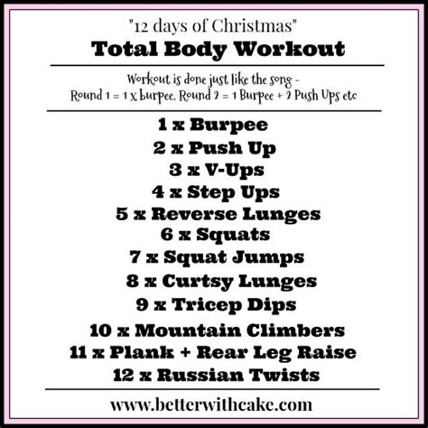 12 Days Of Christmas No Equipment Total Body Workout Iced Chai
