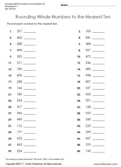 Rounding To The Nearest Ten Worksheets 3rd Grade - Worksheets Master