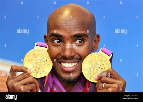 Great Britains Mo Farah With His 2 Olympic Gold Medals He Won In The