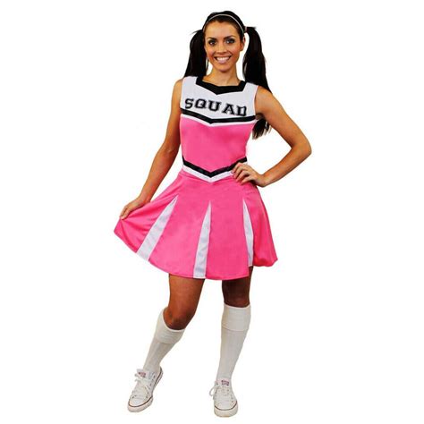 Ladies Cheerleader Costume Adult Cheer Leader Squad Fancy Dress High School Ebay
