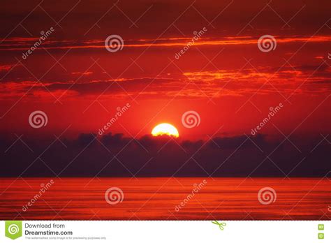 Red Sunset Over Sea Stock Photo Image Of Horizon Evening 72247528