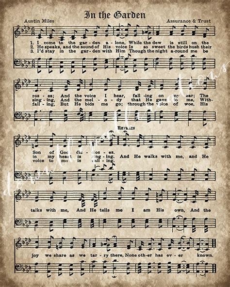 Old Hymn Print Set Of 5 Printable Vintage Sheet Music