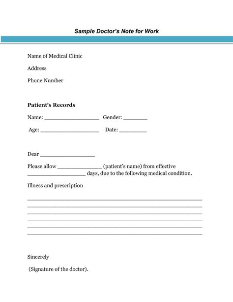 Printable Urgent Care Doctors Note Template