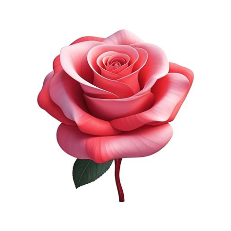 Ai Generated 3d Render Cartoon Rose Flower Isolated On Transparent