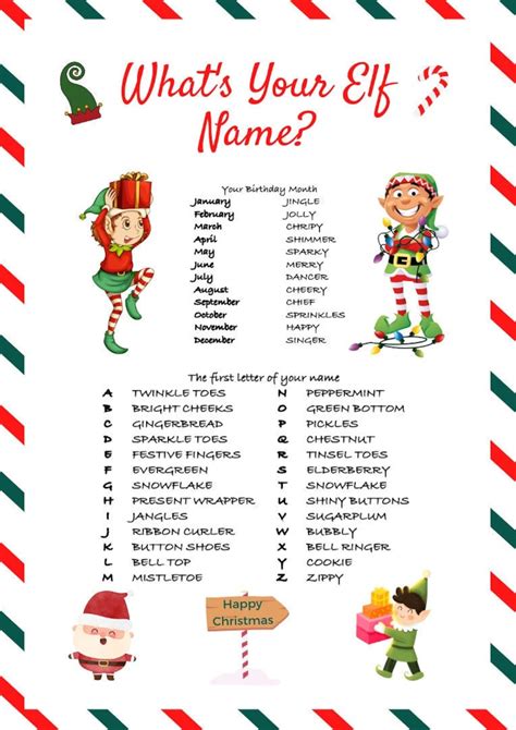 Whats Your Elf Name Name Generator Printable Party Game Instant