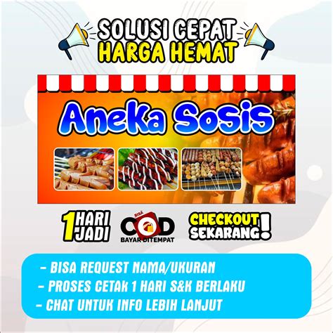 Spanduk/Banner/Backdrop Warung Jualan Aneka Sosis Bakar Ukuran 120 X 60