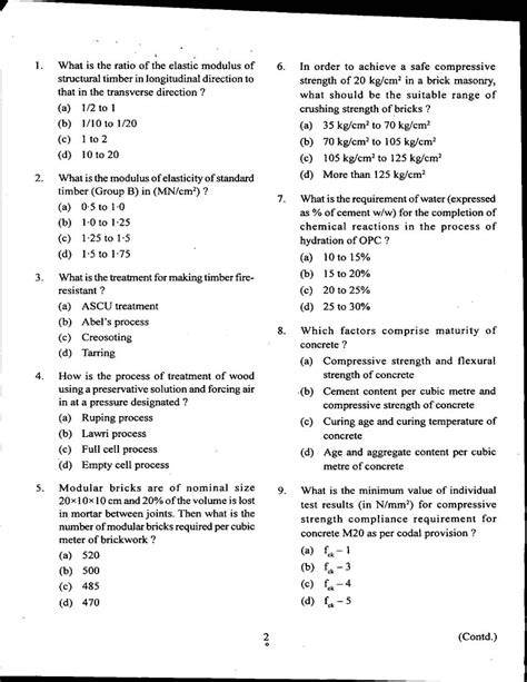 Combined Engineering Services Civil Engineering Previous Years Question
