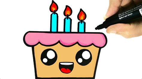 Drawing A Cake Easy Step By Step How To Draw A Birthday Cake Kawaii