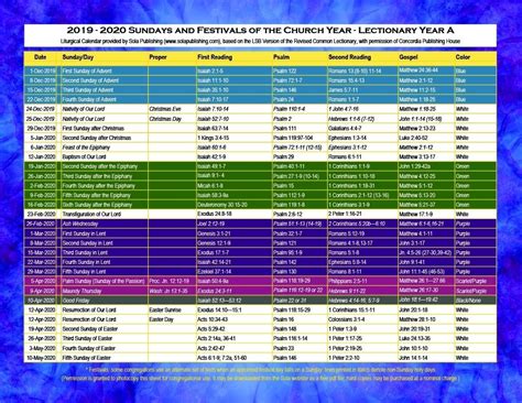 The roman calendar for a.d. Liturgical Calendar 2020 Pdf Lutheran - Calendar ...