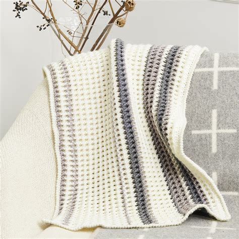 Bernat Softee Chunky Simple Stripes Crochet Baby Blanket Yarns And Patterns