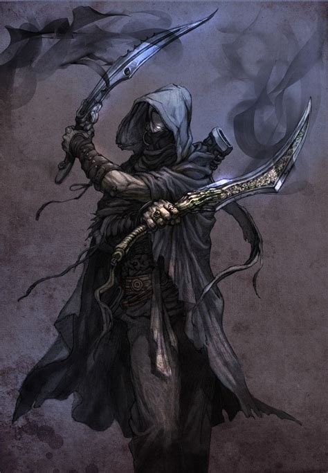 Dual Wielding Shadow Warrior Fantasy Characters Character Art