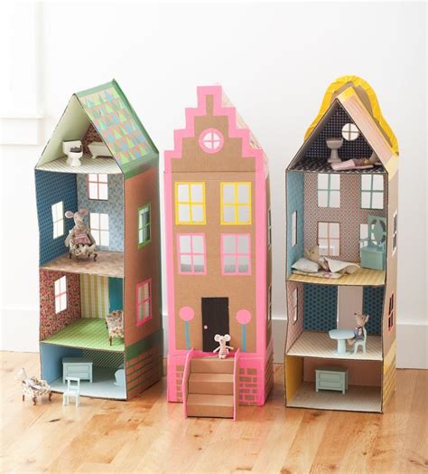 Cardboard Brownstone Dollhouses From Playful Cardboard Dollhouse