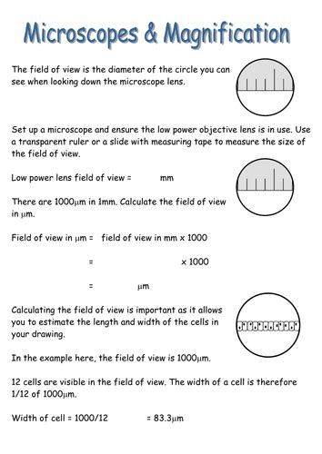 In order to calculate the magnification, the power of the. Microscopes: Field of view & magnification | Teaching ...