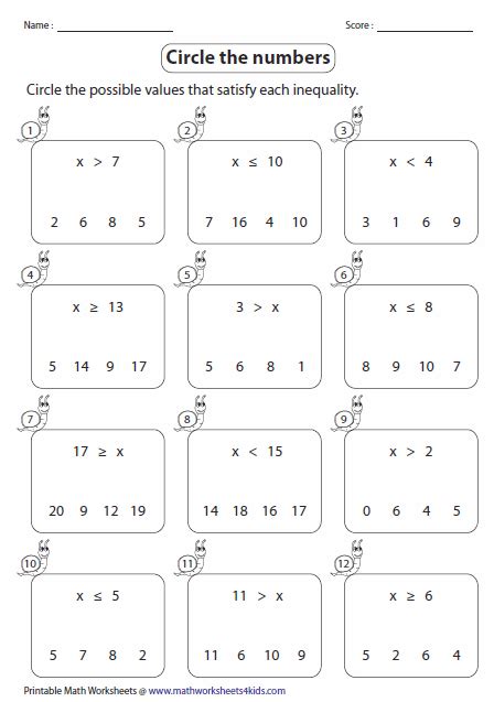 This page contains a huge collection of one step inequalities worksheets based on various skills such as translating phrases solving and. Inequalities Worksheets