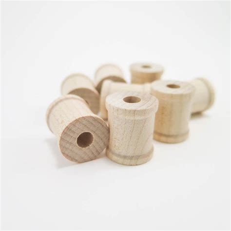25 Small Wooden Spools Unfinished Wood Thread Spools