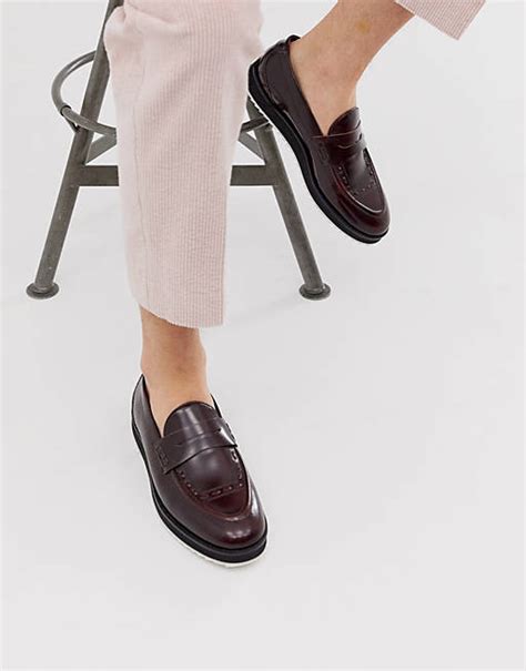 House Of Hounds Bowie Loafers In Burgundy Hi Shine Leather Asos