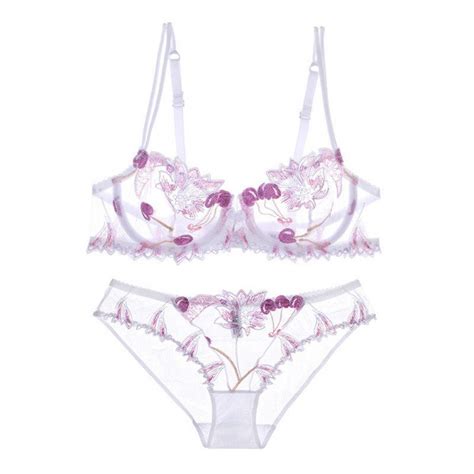 Sexy Transparent Embroidered Floral Lace Women S Underwear Set