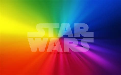 Download Wallpapers Star Wars Logo 4k Vortex Rainbow Backgrounds