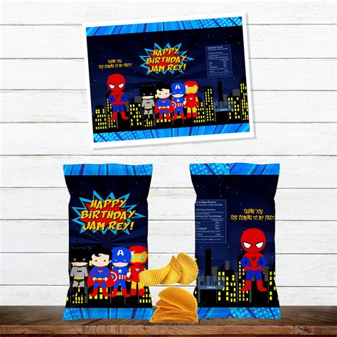 Personalized Superhero Comic D1 Chip Bag Wrapper Digital Printable