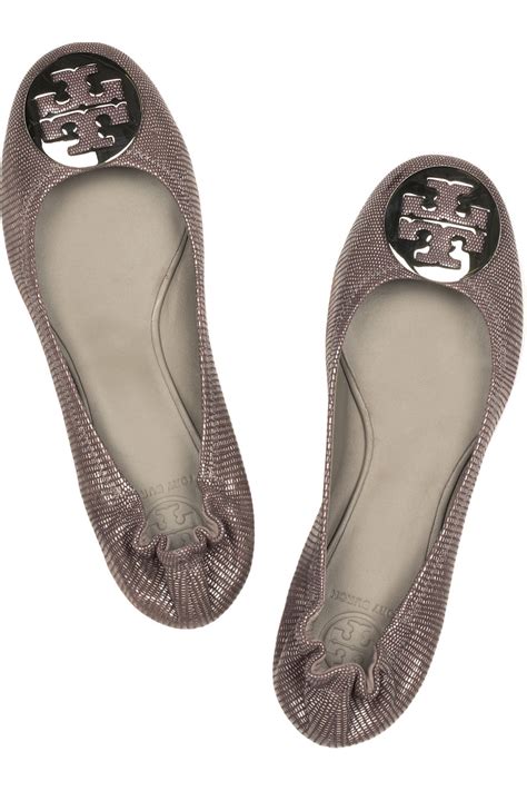 Tory Burch Reva Leather Ballerina Flats In Brown Lyst