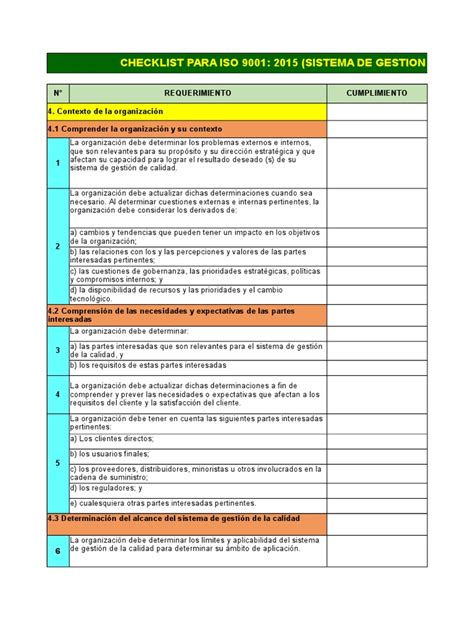 Iso 9001 Checklist Excel Template Free Printable Templates