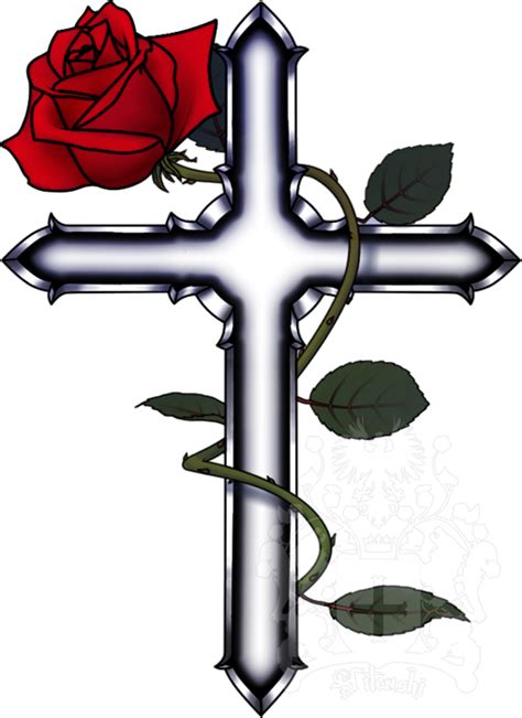 First, you must carefully choose the cross that you want as a part of this design: Cross + Rose by HiTenshi16 on DeviantArt