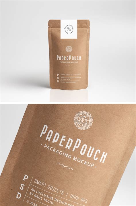 paper pouch packaging mockup graphicburger