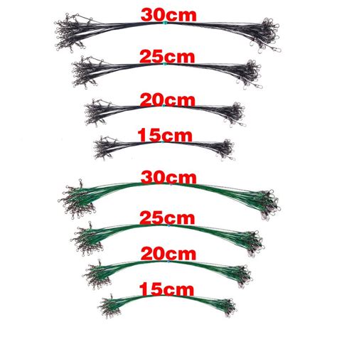 10pcs Steel Fishing Line Steel Wire Leader With Swivel 2 Colors 15cm