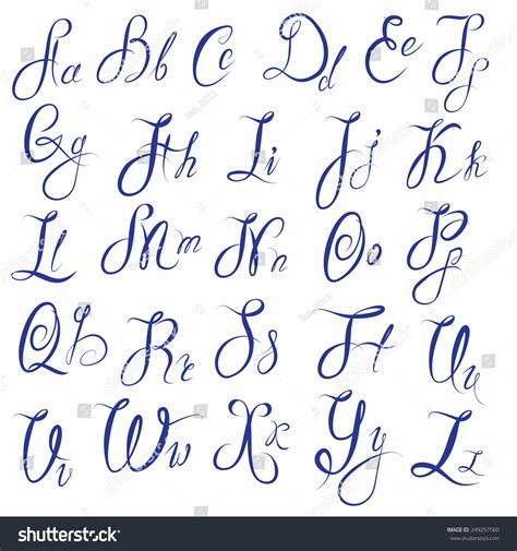 Abc English Alphabet Handwritten Calligraphic Uppercase Vector De