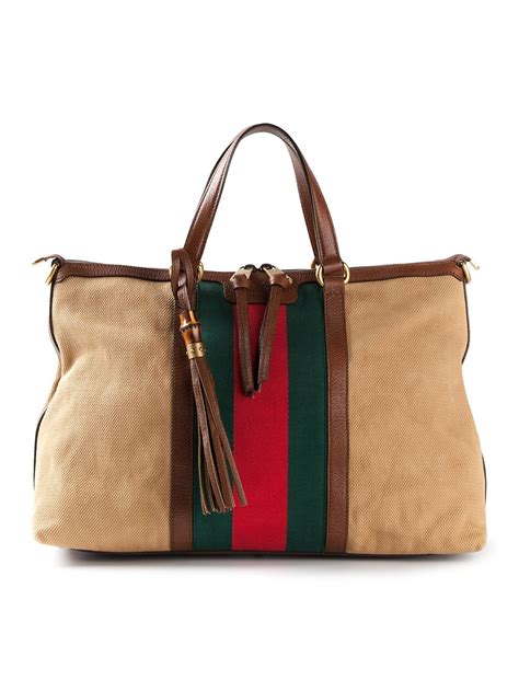 Gucci Colour Block Tote In Brown Lyst