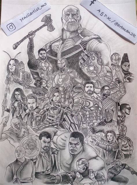 Avengers Infinity War Poster Sketch Made Using Pencils Only Took